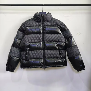 Blouson matelassé à capuche pour homme, couleur personnalisée, motif uni, coupe-vent, fermeture éclair, décontracté, hiver, séchage rapide, toile - Product Image 4