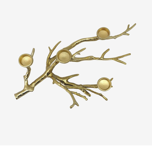 Vente chaude Bougeoir en métal doré de style antique, support de bougie chauffe-plat en forme de branche d'arbre, décoration de Noël et de Pâques pour la maison - Product Image 2