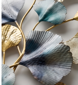 Deluxe Modern Leaf <b>Design</b> Metal <b>Wall</b> Art Brass <b>Frame</b> Rectangle Shape Handmade Glam Decorative Accent For <b>Wall</b> Mount - Product Image 4