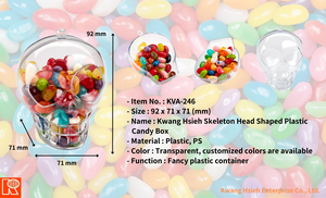 Boîte de rangement alimentaire transparente en plastique PS en forme de mini-tête de squelette Kwang Hsieh, ornement d'Halloween réutilisable et fantaisie - Product Image 6