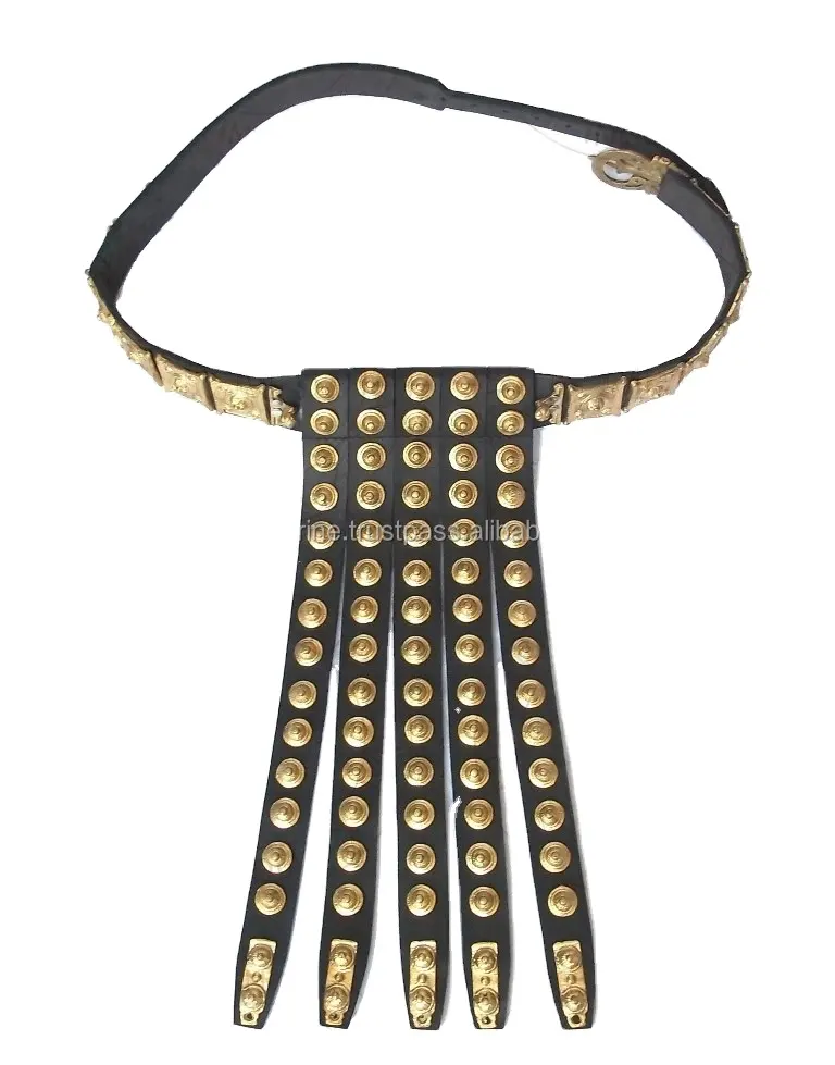 حزام من الجلد للرومان واليوناني, حزام من الجلد للرومان والروم والروم والدروع ، مصنوع من الجلد الأسود والنحاس الأصفر ، مناسب للمجموعة ، مناسب كهدية