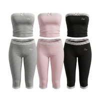 STITCHMODE Ensemble 2 pièces sexy pour femme avec logo personnalisé OEM, veste zippée à nœud et bordure en dentelle, short rayé pour l'été