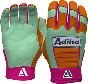 Gants de frappeur de baseball en cuir de qualité supérieure, légers, durables, antidérapants, avec fermeture auto-agrippante, couleur menthe et orange. - Product Image 4