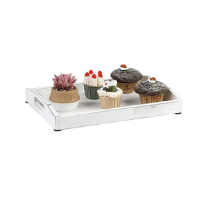 Plateau de service rectangulaire en bois de pin fait à la main de luxe avec poignées plateaux en bois durables pour la décoration intérieure service de nourriture nouveauté - Product Image 1