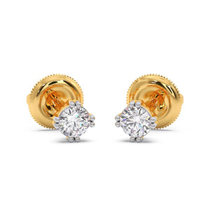 Boucles d'oreilles classiques solitaires en diamant rond - Product Image 1