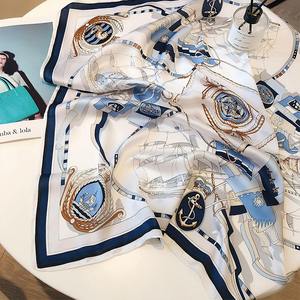 Écharpe en soie de luxe 106 cm, châle en satin grande taille pour femme, imprimé sur mesure, fait main, écharpe carrée cousue - Product Image 6