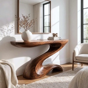 Table console en bois au design moderne pour la maison, salon, meubles de luxe, tables consoles, table console en bois massif faite à la main pour la maison - Product Image 4