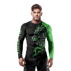 Rashguard à manches longues MMA BJJ, tissu extensible à séchage rapide, logo personnalisé, haut d'entraînement pour arts martiaux et grappling, prix bas, OEM personnalisé - Product Image 6