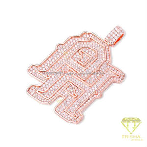 Colgante de Letra Grande y Audaz con Diamante Cultivado en Laboratorio, Diseño Brillante de Alfabeto, Tono Oro Rosa, Joyería de Moda - Product Image 2