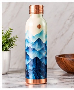 Modern Spiral Twisted Copper <b>Water</b> <b>Bottle</b> with Screw Cap Portable Reusable Eco Friendly <b>Metal</b> Drinkware - Product Image 3