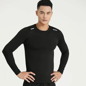 Camiseta Deportiva de Compresión de Manga Larga para Hombre, Secado Rápido, Color Sólido, Elástica, Spandex/Poliéster, Sin Costuras, para Gimnasio, Fitness, Running - Product Image 1