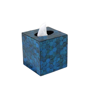 Boîte à mouchoirs moderne en nacre incrustée, mosaïque de coquillages faite à la main, décoration artistique de luxe pour salon, chambre et hôtel - Product Image 1