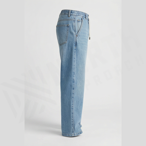 Jean en denim coupe droite délavé clair pour homme, taille haute, coupe classique, en coton, style décontracté, pantalon de printemps - Product Image 3