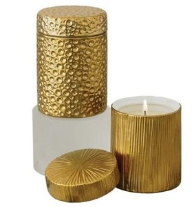 Metal <b>Candle</b> Jar Gold Color Hammered <b>Candle</b> Jar and <b>Candle</b> - Product Image 4