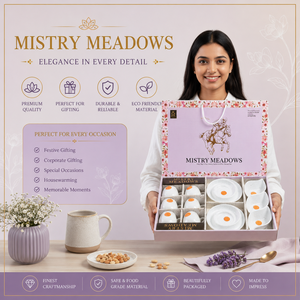 Luxury Ceramic Tea Gift <b>Set</b> with Elegant Floral Printing Packaging for Festive Corporate Gifting - Product Image 4