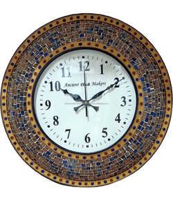 Horloge murale créative en fer mosaïque en bois massif sans poinçon avec aiguille Art déco pour la maison salon horloge décorative transfrontalière - Product Image 3