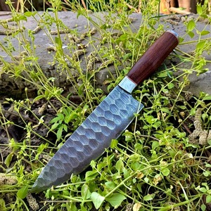 Couteau de chef en acier Damas 12,5 pouces, forgé à la main, style japonais, manche en bois, couteau de cuisine pour droitier - Product Image 3