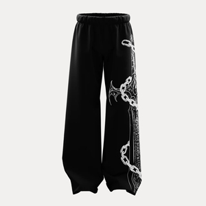 Pantalones de chándal unisex de moda para hombre, con estampado personalizado, efecto desgastado por el sol, corte acampanado, cintura elástica, estilo streetwear, lavado ácido, holgados - Product Image 1