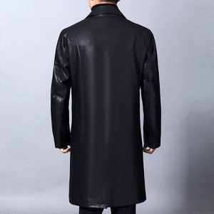 Manteau d'hiver imperméable en cuir véritable pour hommes grandes tailles, à manches longues, avec ceinture et bordure en fourrure, vêtements d'extérieur décontractés, streetwear - Product Image 4