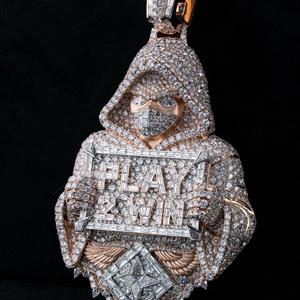Collier pendentif hip-hop en moissanite argentée, motif Play 2 Win, bijoux glacés, unisexe, streetwear, tendance, éclatant - Product Image 2