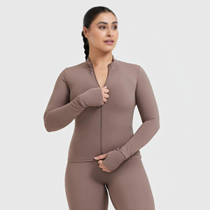 Regular Full Zipper Breathable Eco-Friendly Spandex/Nylon Front Logo Yoga <b>Jacket</b> Women's Athletic Sport Fitness <b>Workout</b> Running - Product Image 5