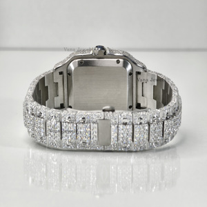 High Quality Wholesale <b>Custom</b> <b>Logo</b> Stainless Steel Men's Quartz <b>Watch</b> 41mm Analog Diamond Iced Moissanite Stones Hip Hop Style - Product Image 6