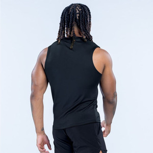 เสื้อกล้ามรัดรูปผู้ชายสีดำ เสื้อกล้ามผ้าสเตรชสองสีสำหรับผู้ชาย เสื้อกล้ามวิ่งผู้ชาย ราคาโรงงานขายส่ง - Product Image 3