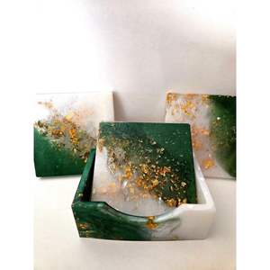 ชุดจานรองแก้วเรซิ่นรูปวงรีและวงกลมสำหรับเสิร์ฟเครื่องดื่มในบ้าน - Product Image 1