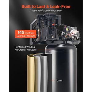 Compressore d'aria per impieghi gravosi da 5HP, 12 SCFM, 60 galloni, lubrificato a olio, pressione massima 145PSI, pressione di lavoro 12 bar - Product Image 5