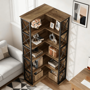 Libreria Alta dal Design Francese Moderno per Casa e Hotel, in Rattan e Pannelli di Legno per Soggiorno e Supermercato, Arredamento per la Casa - Product Image 4