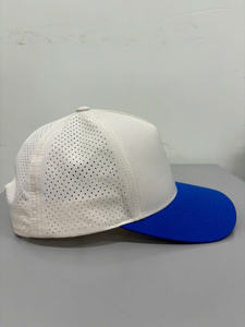 Street Style 2 Tone Terry Closure <b>Hat</b> Laser Cut Hole Inner Tape <b>Flat</b> Brim Unisex Golf Cap Injae Vina from Vietnam - Product Image 2