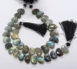 Perles fantaisie facettées en forme de D en labradorite naturelle, perles de pierres précieuses labradorite à reflets bleus, perles fantaisie de forme rare, perles de labradorite - Product Image 2