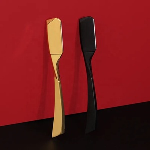 Rasoir droit professionnel noir sur mesure en gros, non pliable, pour rasage de barbier, en acier inoxydable avec manche en bois - Product Image 3