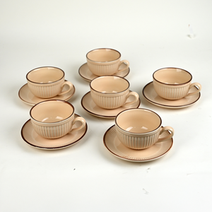 Soothe Cosy New 150ml-200ml Bone China Tea Cup Set of 6 Durable <b>PC</b> Ceramic with Turkish Design Including Saucers - Product Image 3