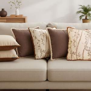 SOGA Juego de 6 fundas de almohada Victorian Rose Vintage Off-White con diseño de ramas botánicas, fundas decorativas para cojines, tamaño 45 cm - Product Image 1