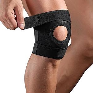 Genouillère de compression noire simplifiée avec rotule ouverte et sangles doubles antidérapantes épaisses pour la stabilité du tronc - Product Image 5