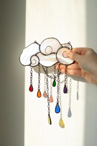 Cloud Shape <b>Rainbow</b> Drop Sun Catcher Hanging Decor For Window Bedroom Nursery Colorful Artistic Home Accent Piece From India - Product Image 5