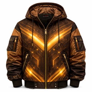 เสื้อแจ็คเก็ตบอมเบอร์พิมพ์ลายตามสั่ง สไตล์ล้ำยุค สำหรับทุกเพศ แฟชั่นสตรีทแวร์ เทคแวร์ ขายส่งจากโรงงานโดยตรง ผู้ผลิต OEM จากปากีสถาน - Product Image 6