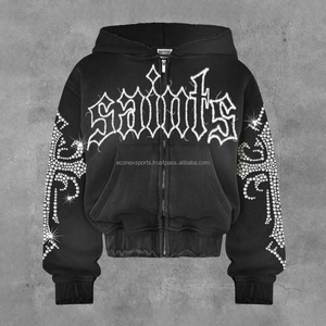 Sweat à capuche à fermeture éclair vintage de luxe 400gsm du fabricant pour hommes Sun Faded Streetwear 100% coton éponge française surdimensionnée - Product Image 6