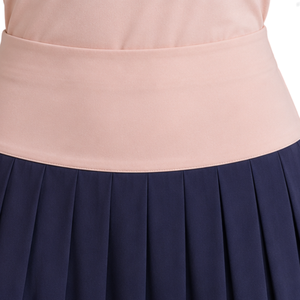 Ensemble polo et jupe plissée rose poudré et bleu marine personnalisé pour femme, tenue de sport athlétique respirante sur mesure - Product Image 6