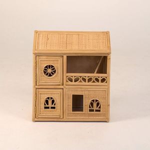 Casa de muñecas en miniatura de ratán para niños, juguetes hechos a mano, casa de muñecas en miniatura - Product Image 5