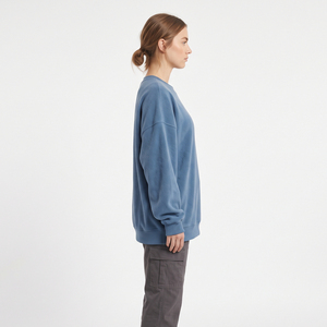 Sudadera Holgada de Cuello Redondo para Mujer, 100% Poliéster, Felpa, Bordado Desgastado, Manga Larga, Estilo Invernal - Product Image 3