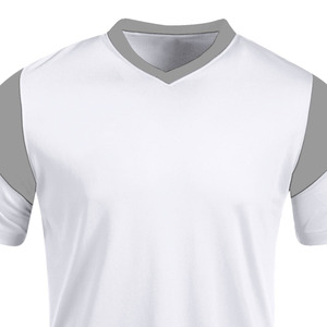 ชุดกีฬาแขนสั้นผ้าเจอร์ซีย์เสื้อฟุตบอลตาข่ายคอกลมสีพื้นใส่เล่นกีฬา - Product Image 2