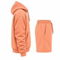 Ensemble sweat à capuche et short pour homme personnalisé, en molleton de coton pêche, décontracté, pour l'automne, avec logo imprimé sur le devant, ensemble 2 pièces pour homme