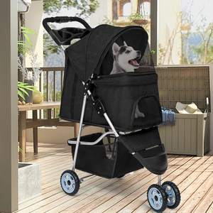 Cochecito elegante para mascotas con Mango antideslizante de diseño plegable y suspensión de rueda trasera, producto de transporte personalizado para mascotas, 2 uds. - Product Image 2