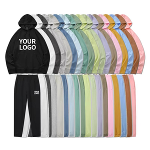 High Quality Blank Plain Sweatsuit Sets 85 Cotton 15 <b>Polyester</b> <b>Jogger</b> Sets Sports Gym Mens Tracksuits - Product Image 1