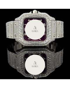 Reloj de Lujo para Hombre con Esfera Morada y Diamantes, 100% Moissanita VVS1, Pasa el Test de Diamantes, Calidad de Exportación al Por Mayor - Product Image 3