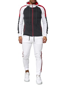 Survêtement d'hiver personnalisé à capuche pour hommes survêtement décontracté Patchwork 2 pièces ensemble de jogging costumes solides vêtements de sport de gymnastique 2025 - Product Image 4