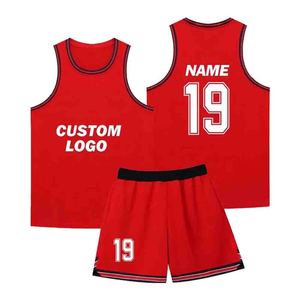 Ensemble de maillots de basket-ball personnalisés, débardeur rouge sans manches, numéro 19, impression de logo, pour adultes, unisexe, respirant, séchage rapide, évacuation de l'humidité - Product Image 1