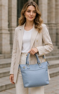 Sac fourre-tout tendance en cuir véritable pour femme, grande capacité, sac à bandoulière, sac à main à poignée supérieure, fermeture éclair, texture grainée, idéal pour la plage et les voyages - Product Image 2